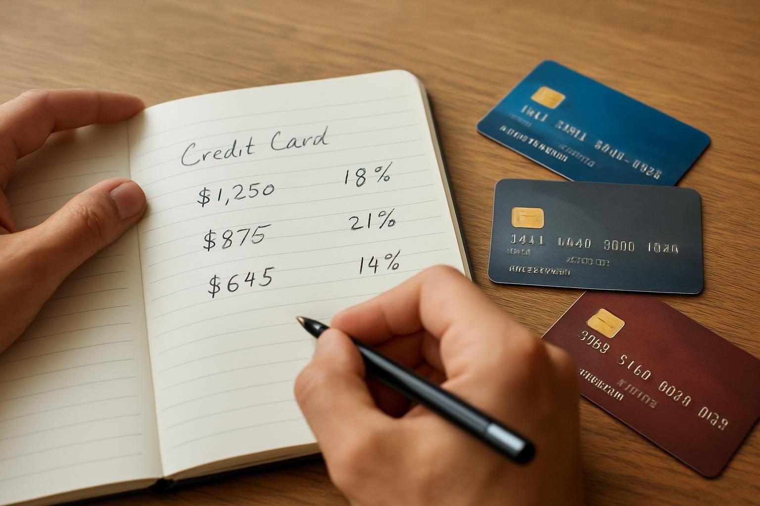 Listing credit card balances and APRs for a debt consolidation calculation