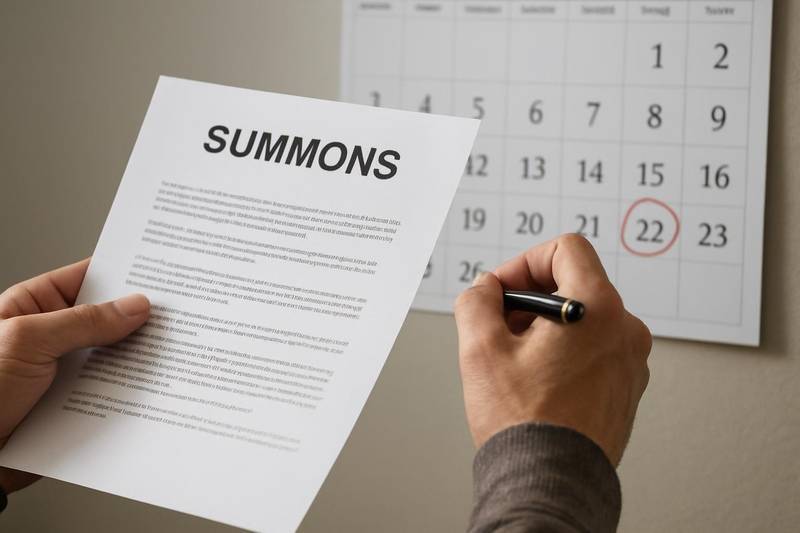 Highlighting the answer deadline on a debt collection lawsuit summons