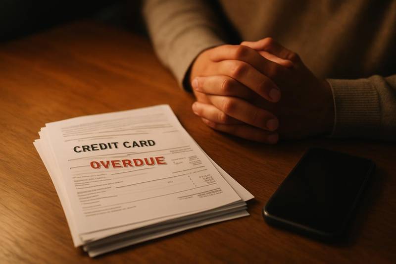 Overdue credit card bills illustrating the risks of debt settlement