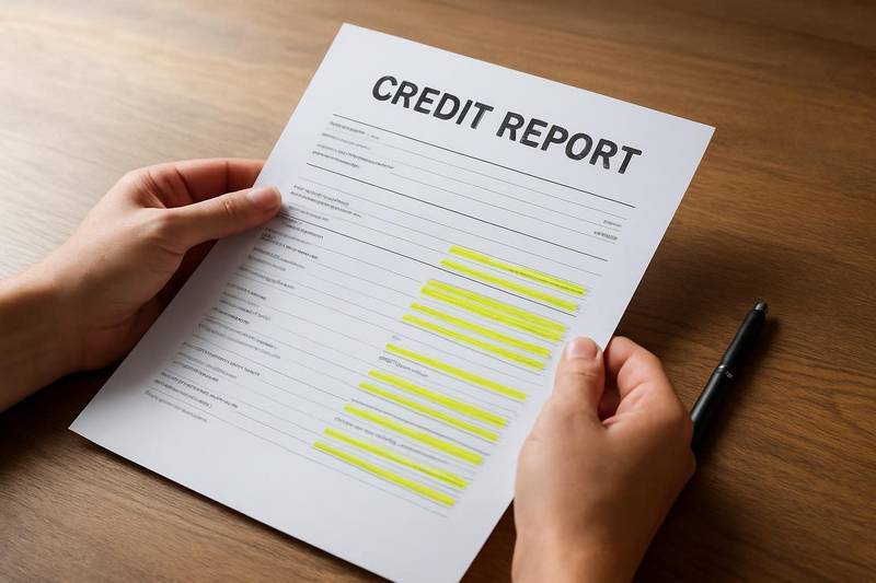 Highlighted errors on a credit report that credit repair companies can dispute