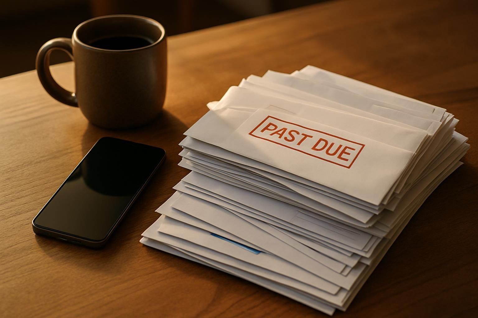 Past-due bills showing delinquent accounts during debt settlement
