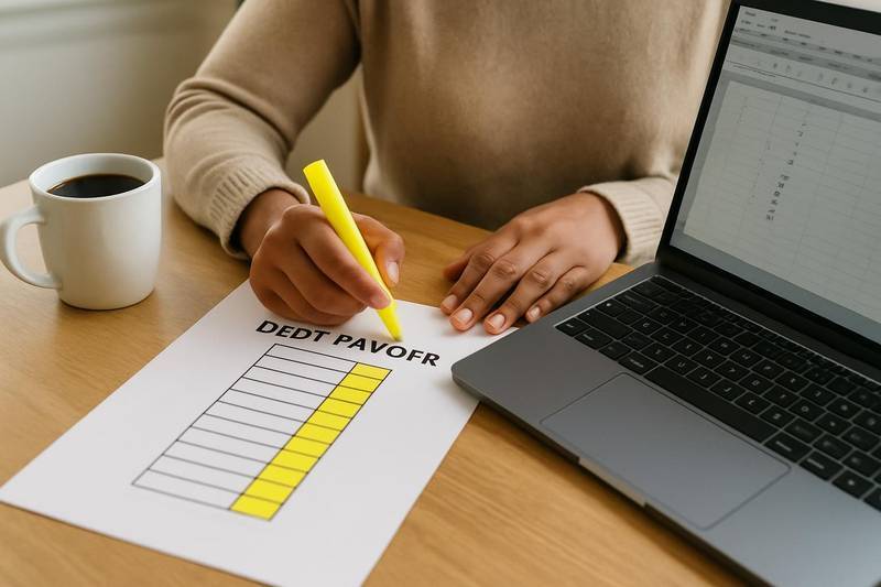 Tracking a credit card debt payoff chart using avalanche or snowball method