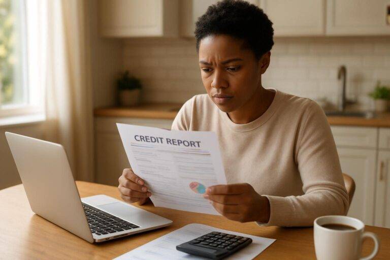 Person reviewing a credit report to raise their credit score fast