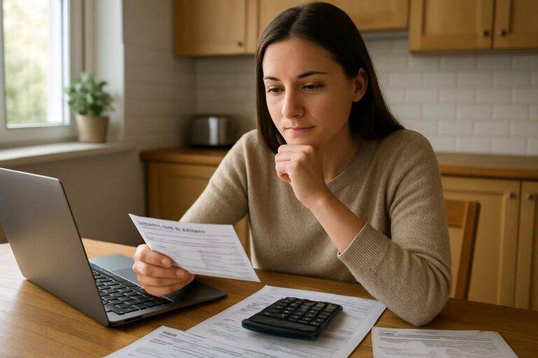 Person reviewing credit card statements to plan how to pay off $20,000 in credit card debt